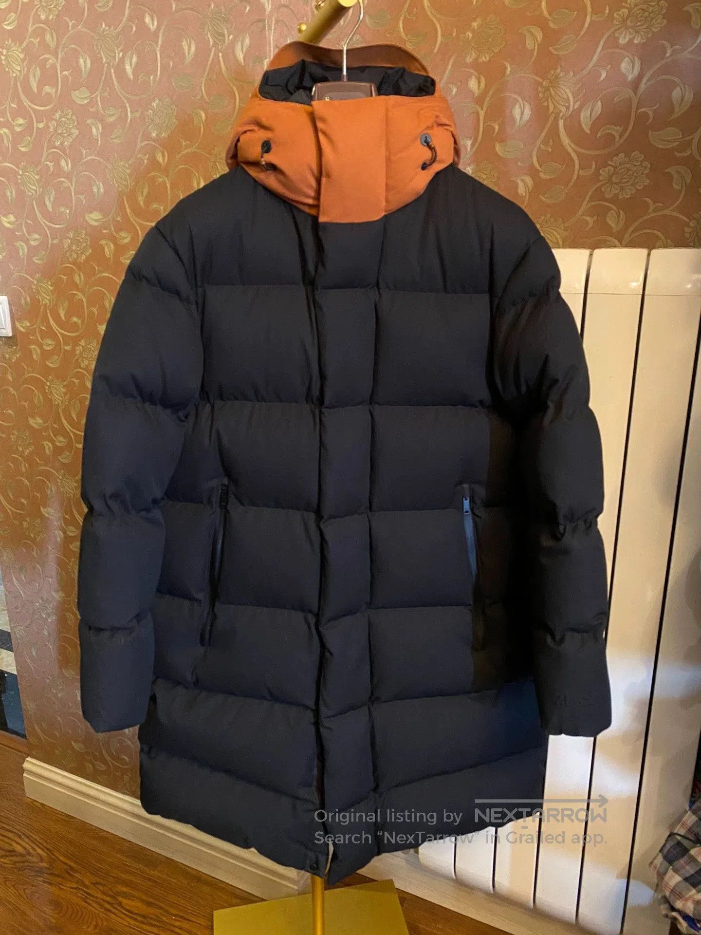 Ermenegildo Zegna Black Puffer Coat with Orange Hood . Size US S / EU 44-46 / 1 - 1 Thumbnail