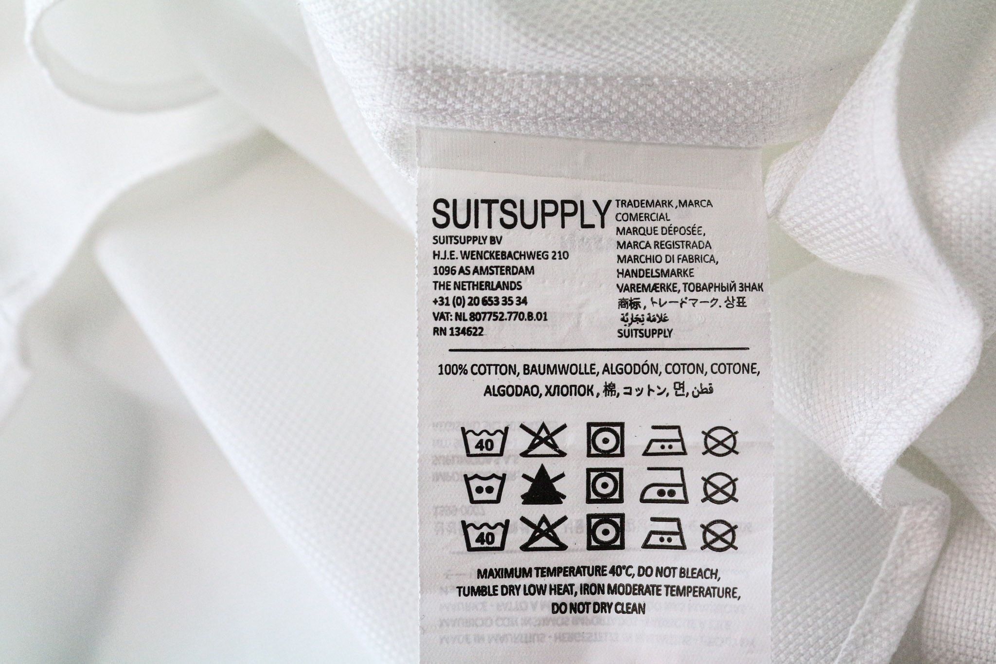 Suitsupply TRAVELLER 46/18 Extra Slim White Cotton Shirt 79285 Size 46R - 6 Thumbnail