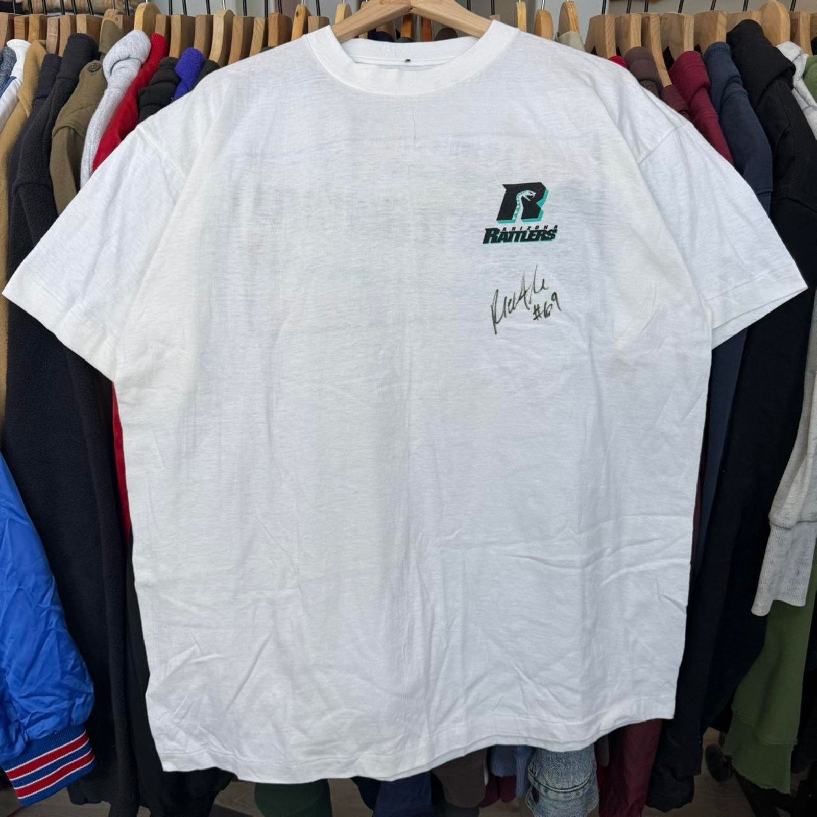 Other Vintage 90s Arizona Rattlers Signed Football T-Shirt White Size US XL / EU 56 / 4 - 2 Thumbnail