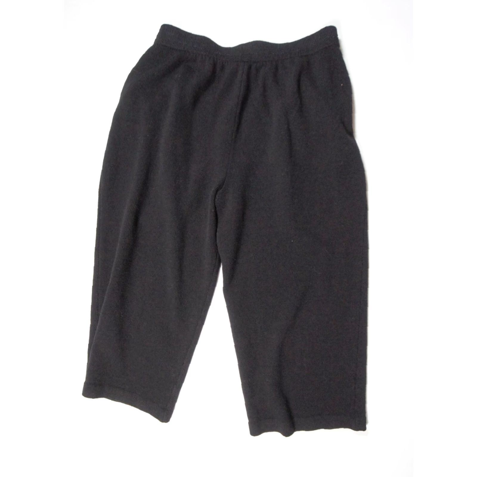 St. John Vintage St. John Women's Pants Size 10 Black Cropped Knit Pleated Wide Leg Elastic Waist Size 32" / US 10 / IT 46 - 7 Thumbnail