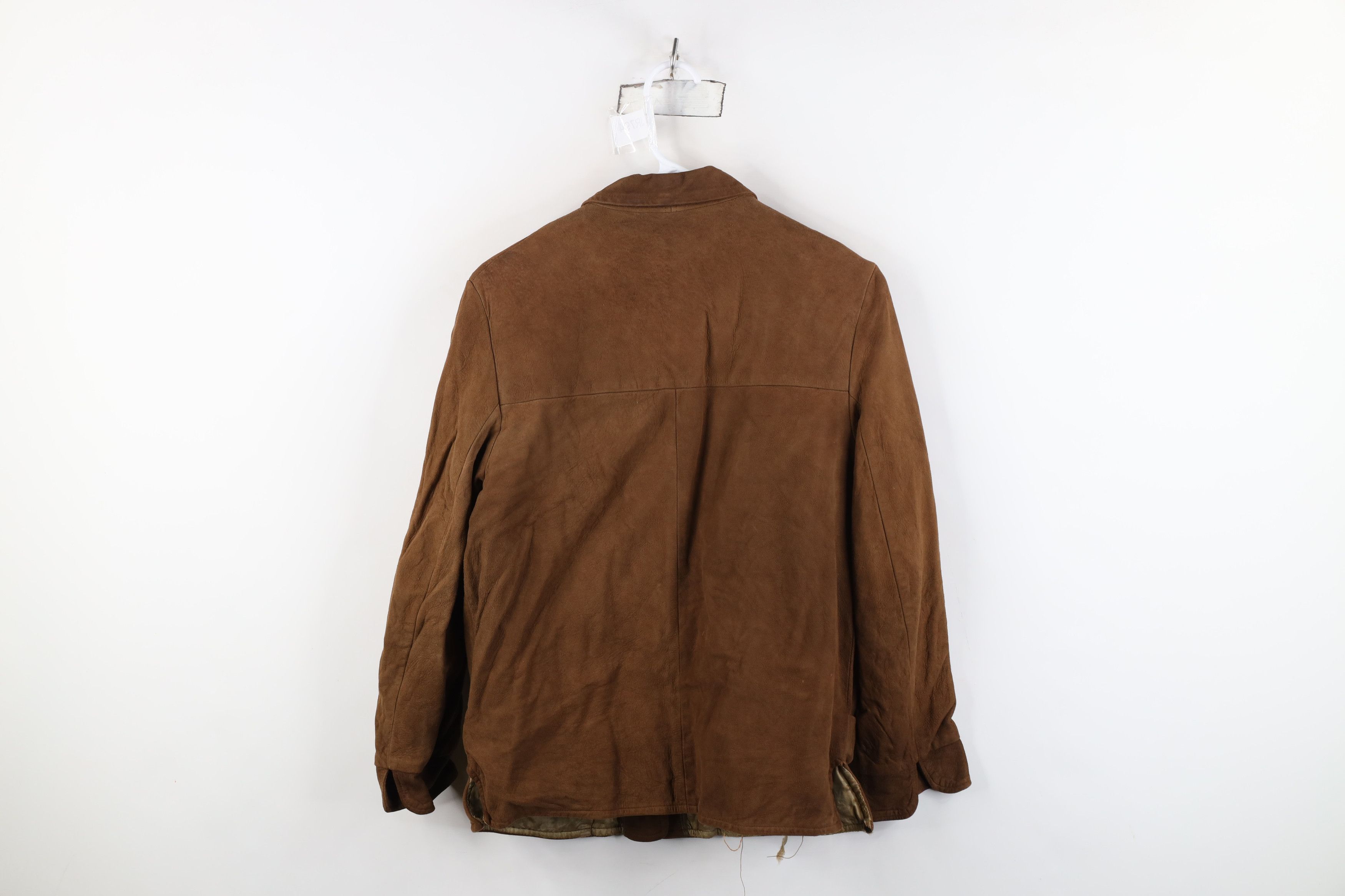 Vintage Vintage 50s Streetwear Lined Suede Leather Jacket Brown Size S / US 4 / IT 40 - 13 Thumbnail