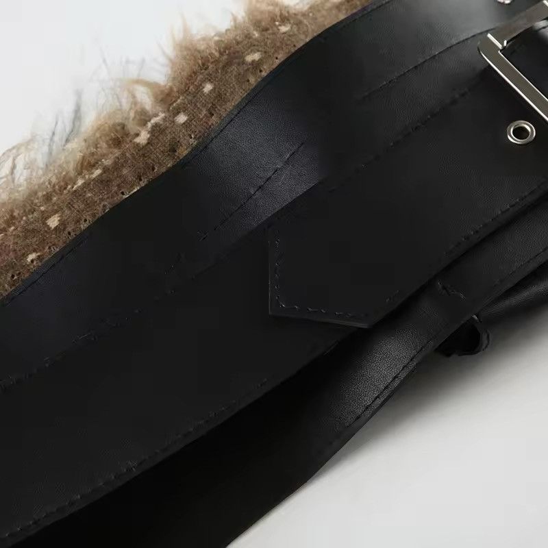 Japanese Brand × Vintage Faux Fur Spliced PU Leather Studded Belt Size ONE SIZE - 5 Thumbnail