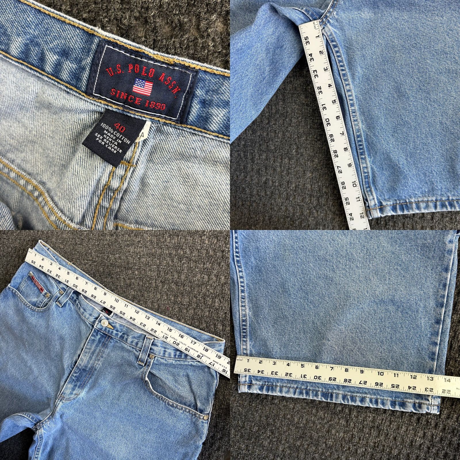 Vintage VINTAGE US Polo Assn. Carpenter Denim Jorts Shorts 40 Blue USA Flag Embroidered Mens Size US L / EU 52-54 / 3 - 8 Thumbnail