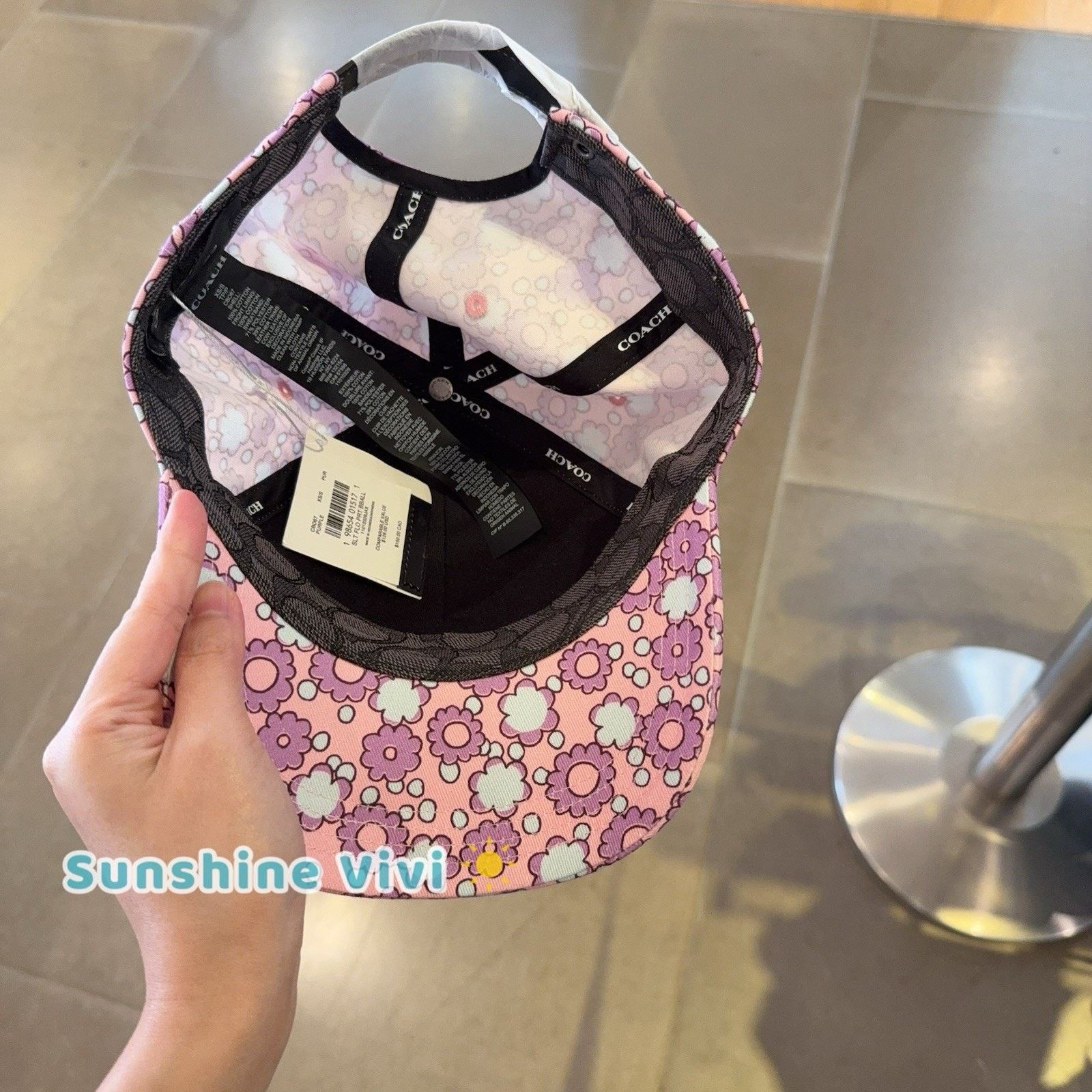 Coach NWT COACH Floral Print Baseball Hat CBO67 Purple XS/S Size ONE SIZE - 4 Thumbnail