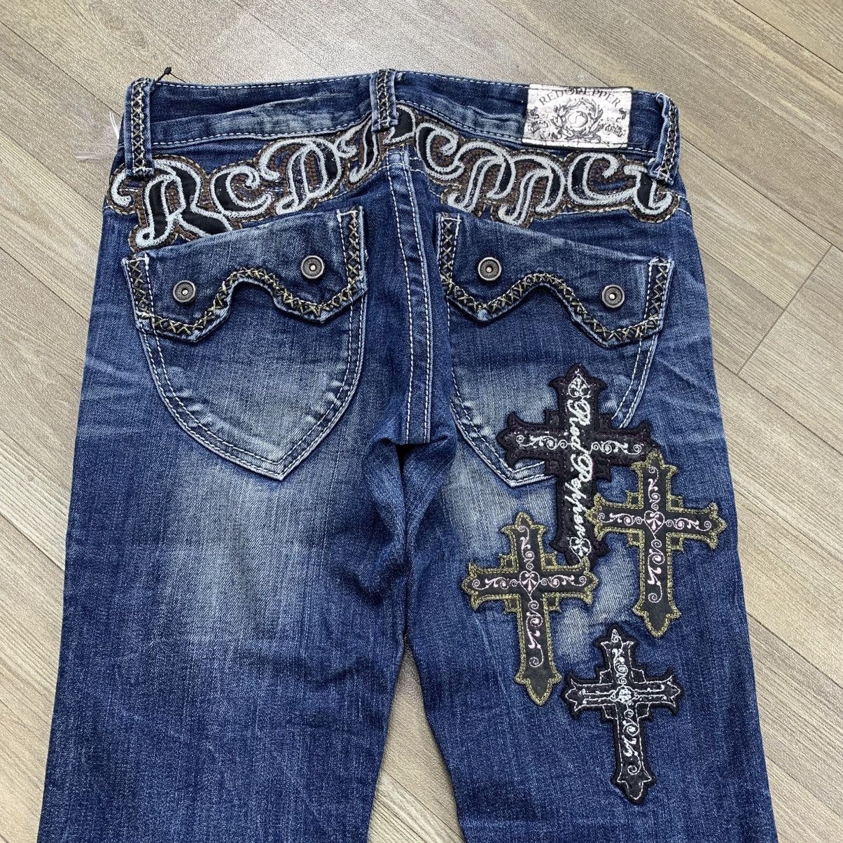 Japanese Brand Y2K Vintage Red Pepper Cross Punk Distressed Skinny Jeans Size US 28 / EU 44 - 3 Thumbnail