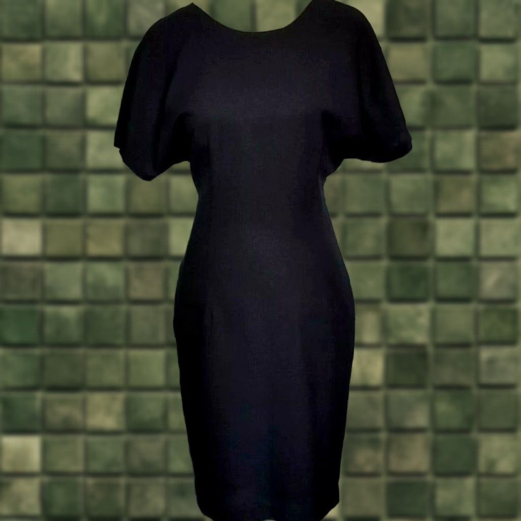 VINTAGE Late Edition Women's Cocktail Dress Small Black Sheath V