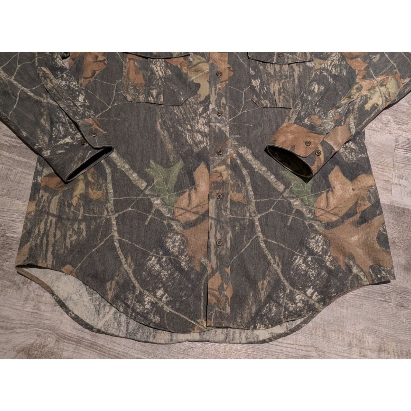 Vintage VINTAGE Dan River Shirt Mens L Mossy Oak Break Up Canvas Camouflage Button-Down Outdoor Hunting Fishing Size US L / EU 52-54 / 3 - 5 Thumbnail