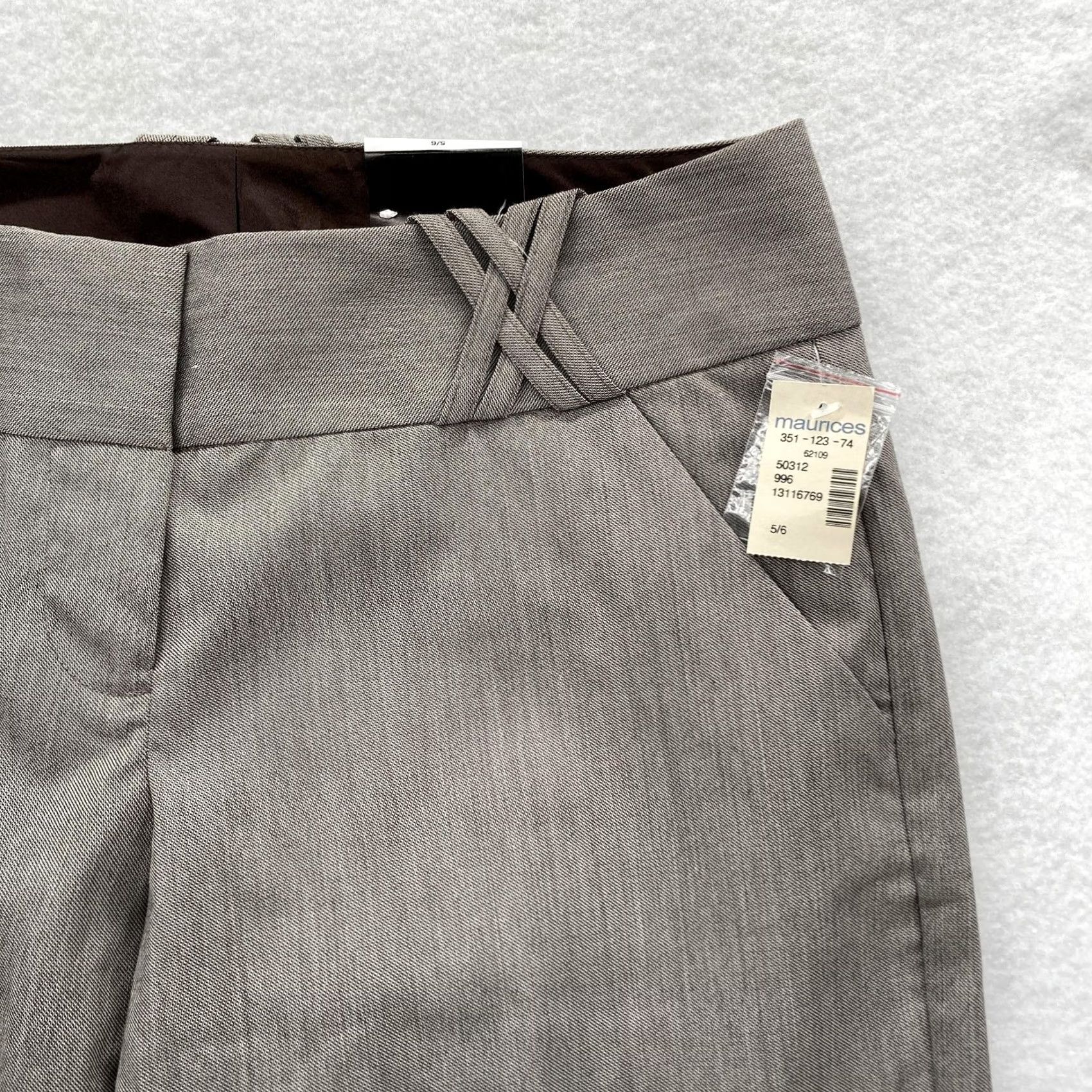 Vintage Maurices Pants Womens 5/6 Gray Modern Dress Slacks Wide Leg Career Office NWT Size 28" / US 6 / IT 42 - 3 Thumbnail