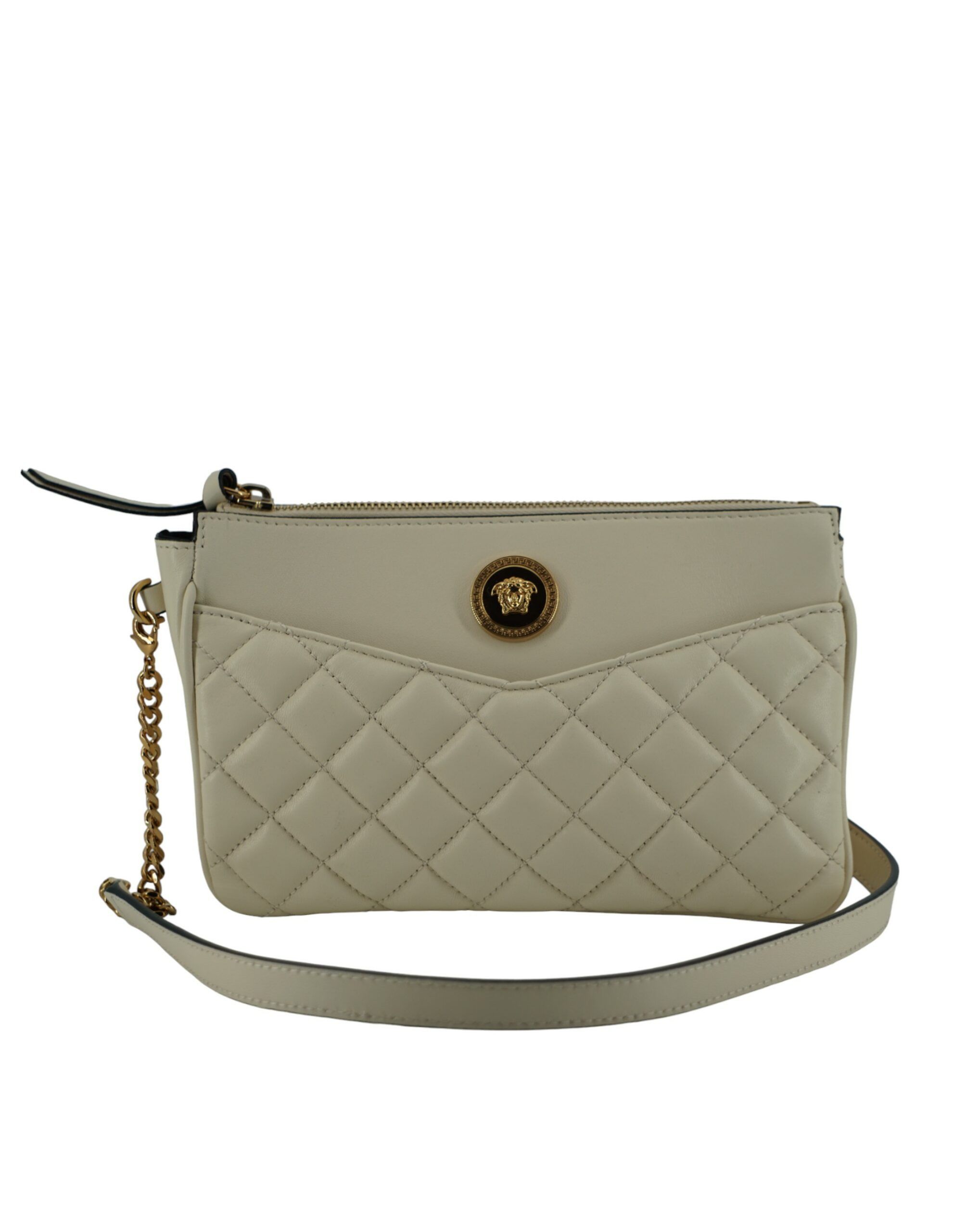 Versace Elegant White Lamb Leather Crossbody Women's Pouch Size ONE SIZE - 1 Thumbnail