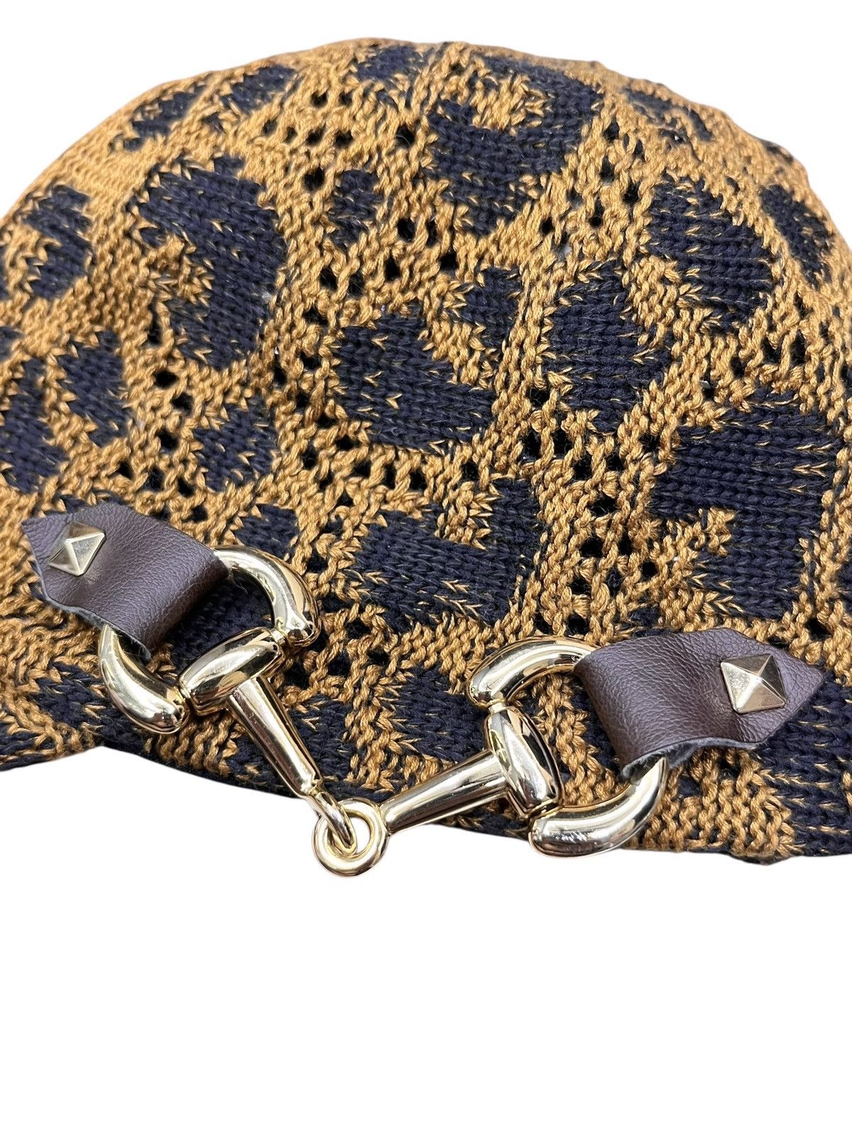 CA4LA 🐆 Gorgeous Ca4la Leopard Knit Hat w/ Chain & Stud Unisex Size ONE SIZE - 10 Thumbnail