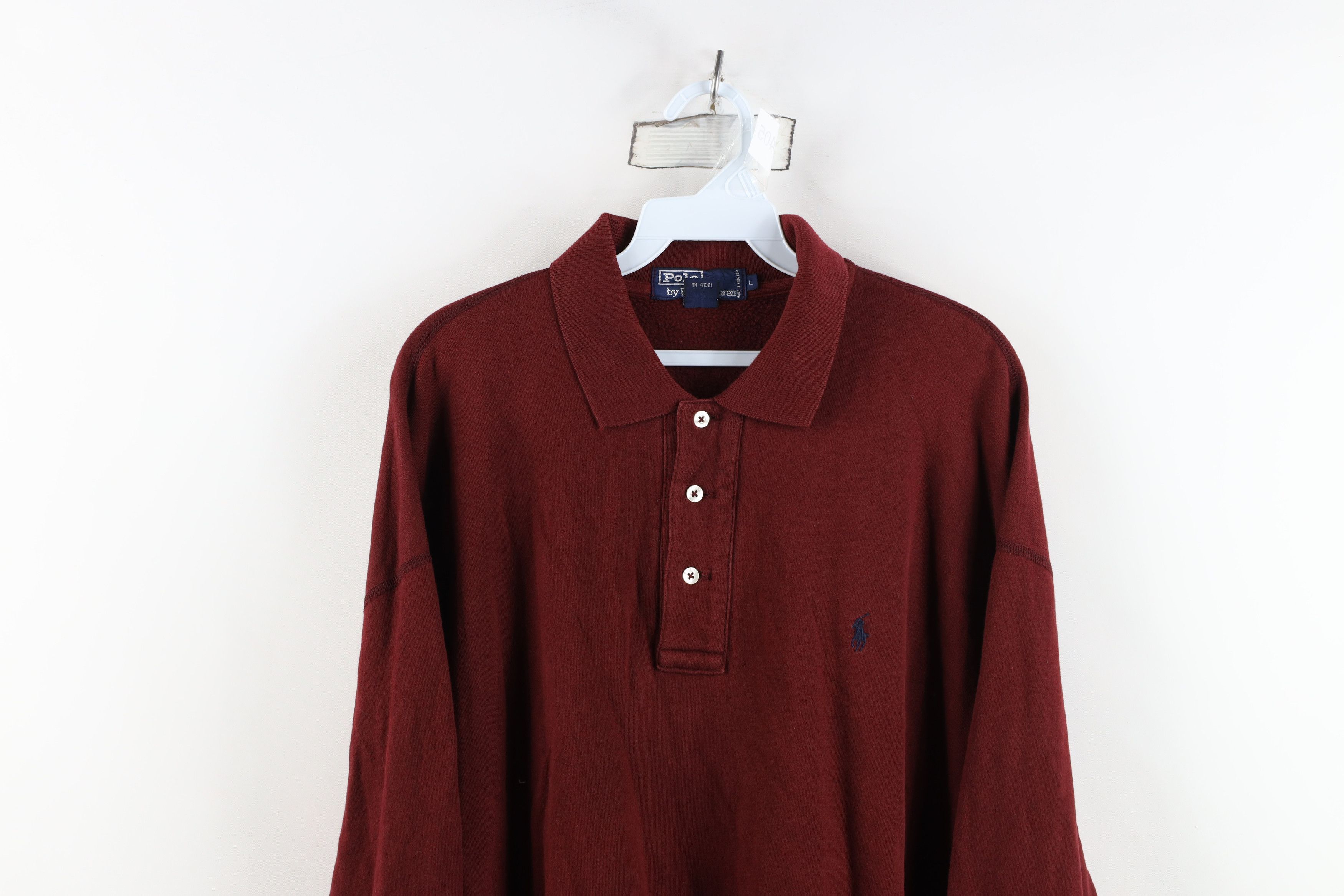 Polo Ralph Lauren Vintage 90s Ralph Lauren Collared Pullover Sweatshirt Red Size US L / EU 52-54 / 3 - 2 Thumbnail