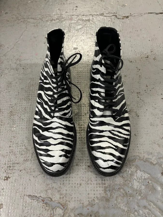 Saint Laurent Paris SS2014 Saint Laurent Black Zebra Leather Boots by Hedi Slimane Size US 8 / EU 41 - 3 Thumbnail