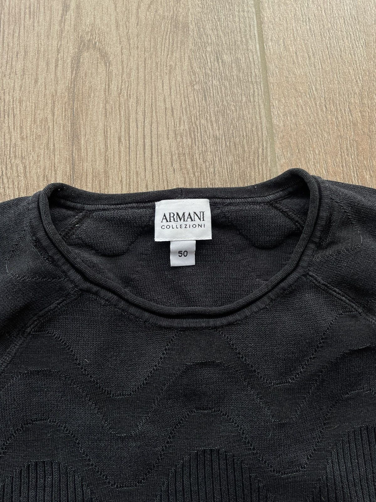 Armani Collezioni × Japanese Brand Luxury Mans Armani Collezioni Coogi Style Black Sweatshirt Size US M / EU 48-50 / 2 - 5 Thumbnail