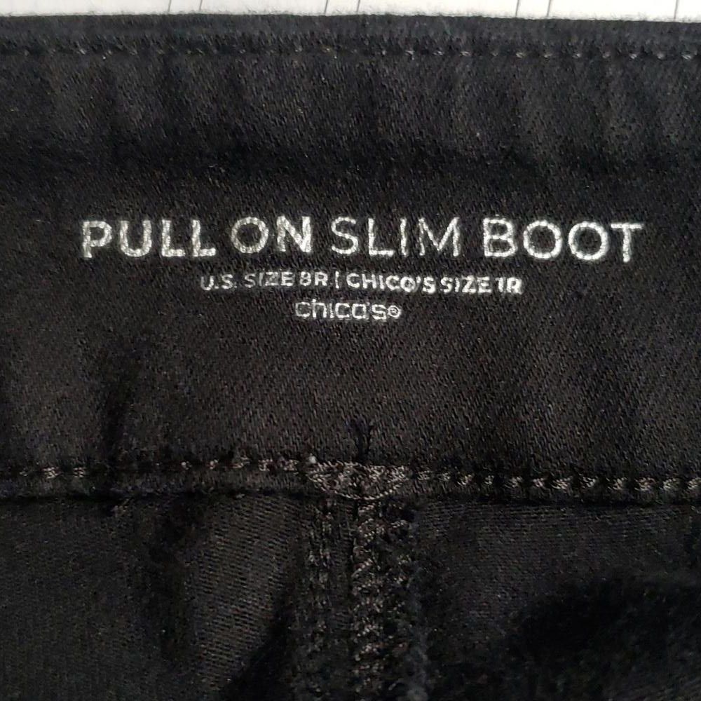 Chicos CT686 Chico's Black Pull On Slim Boot Cut Jean 8R Size 30" / US 8 / IT 44 - 5 Thumbnail