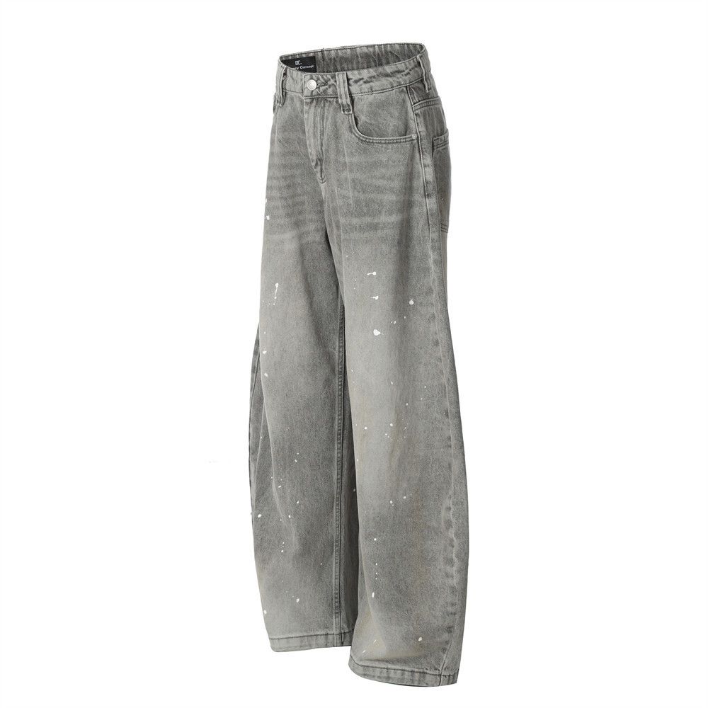 Japanese Brand × Jean Men's loose all-match distressed ink-washed scimitar jeans Size US 32 / EU 48 - 2 Thumbnail