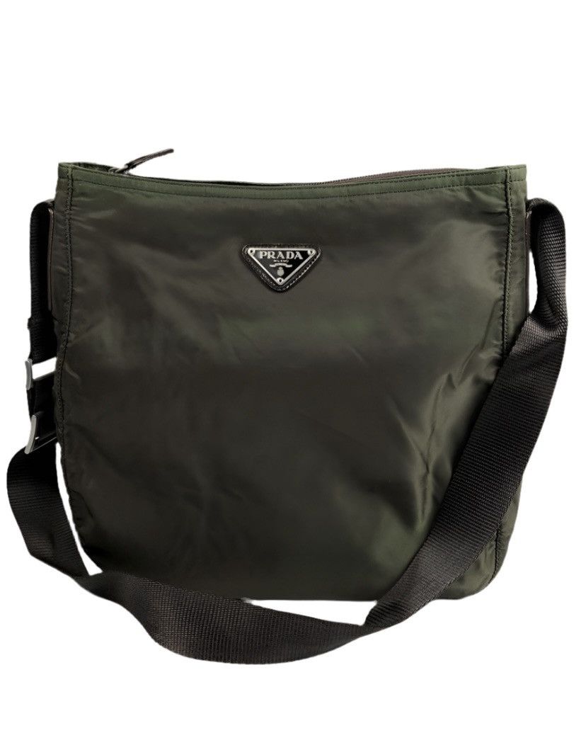 Prada Tessuto Nylon Crossbody Bag in Green, Men's