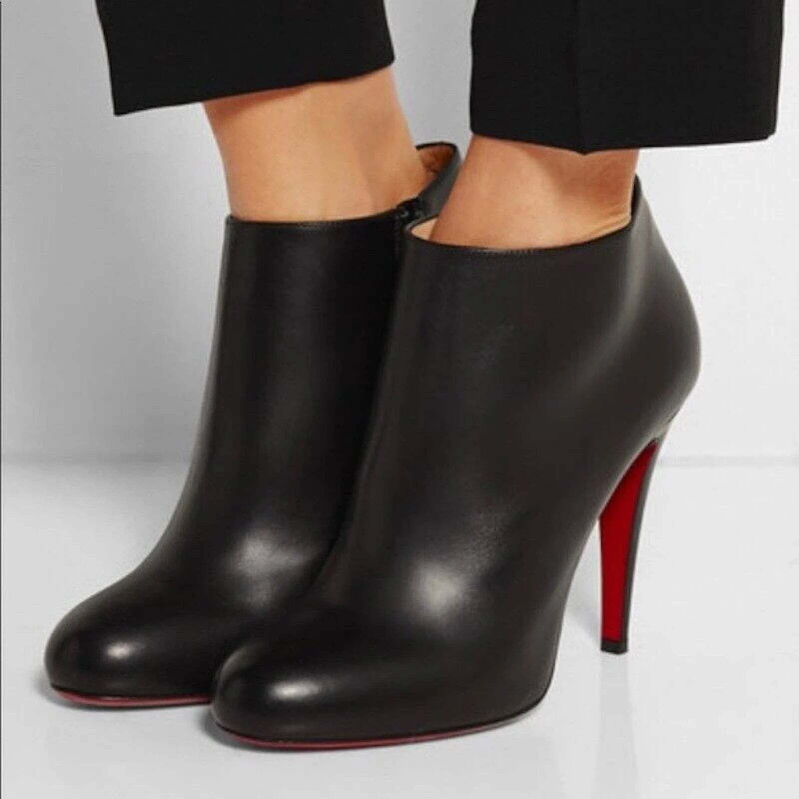 Christian Louboutin Christian Louboutin Belle 100 Black Calf Leather Ankle Size US 5 / IT 35 - 5 Thumbnail