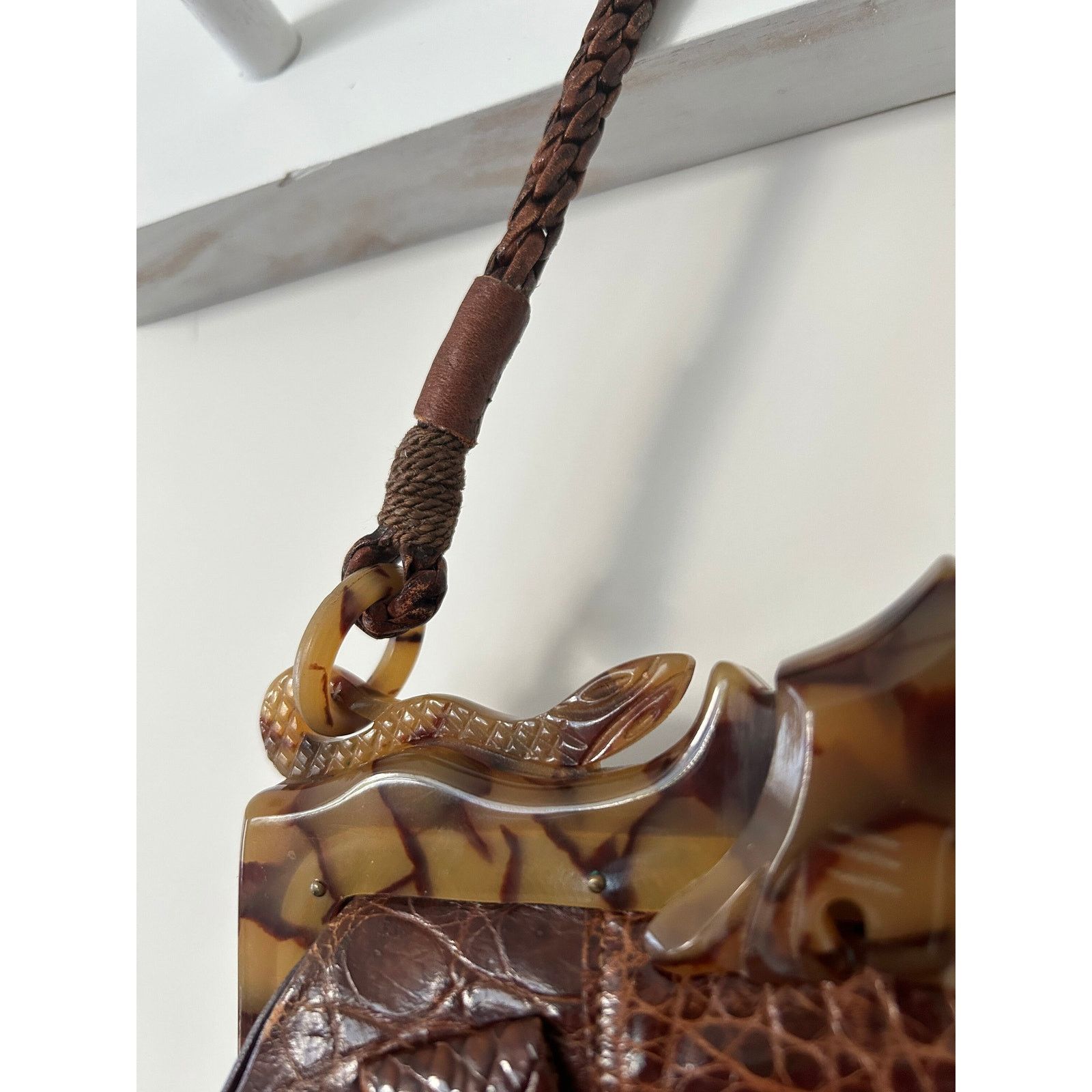 Vintage Vintage butterscotch bakelite frame Alligator hornback purse Size ONE SIZE - 4 Thumbnail