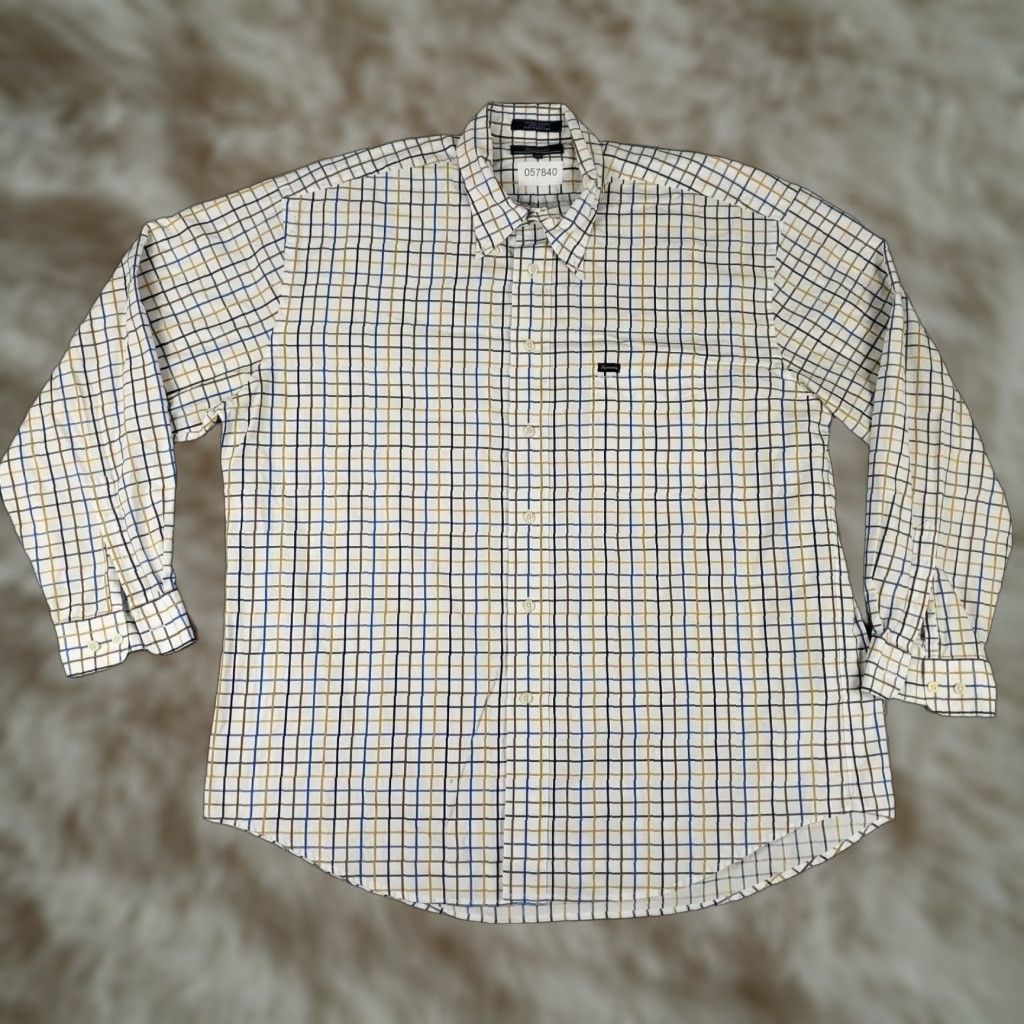 Faconnable Façonnable Button-Up Shirt Mens 2XL Blue Check Casual Long Sleeve Size US XXL / EU 58 / 5 - 1 Thumbnail