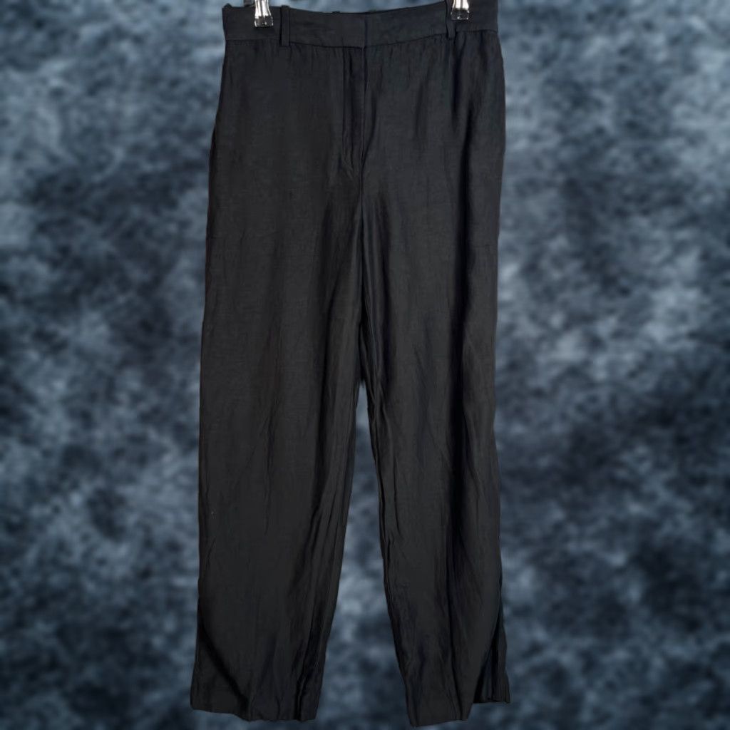 Vintage Babaton Womens Pants Size 4 Black Linen Blend High-Waisted Straight Leg Adult Womens 4 Dress Pants Mens Womens Girls Size 27" / US 4 / IT 40 - 1 Thumbnail