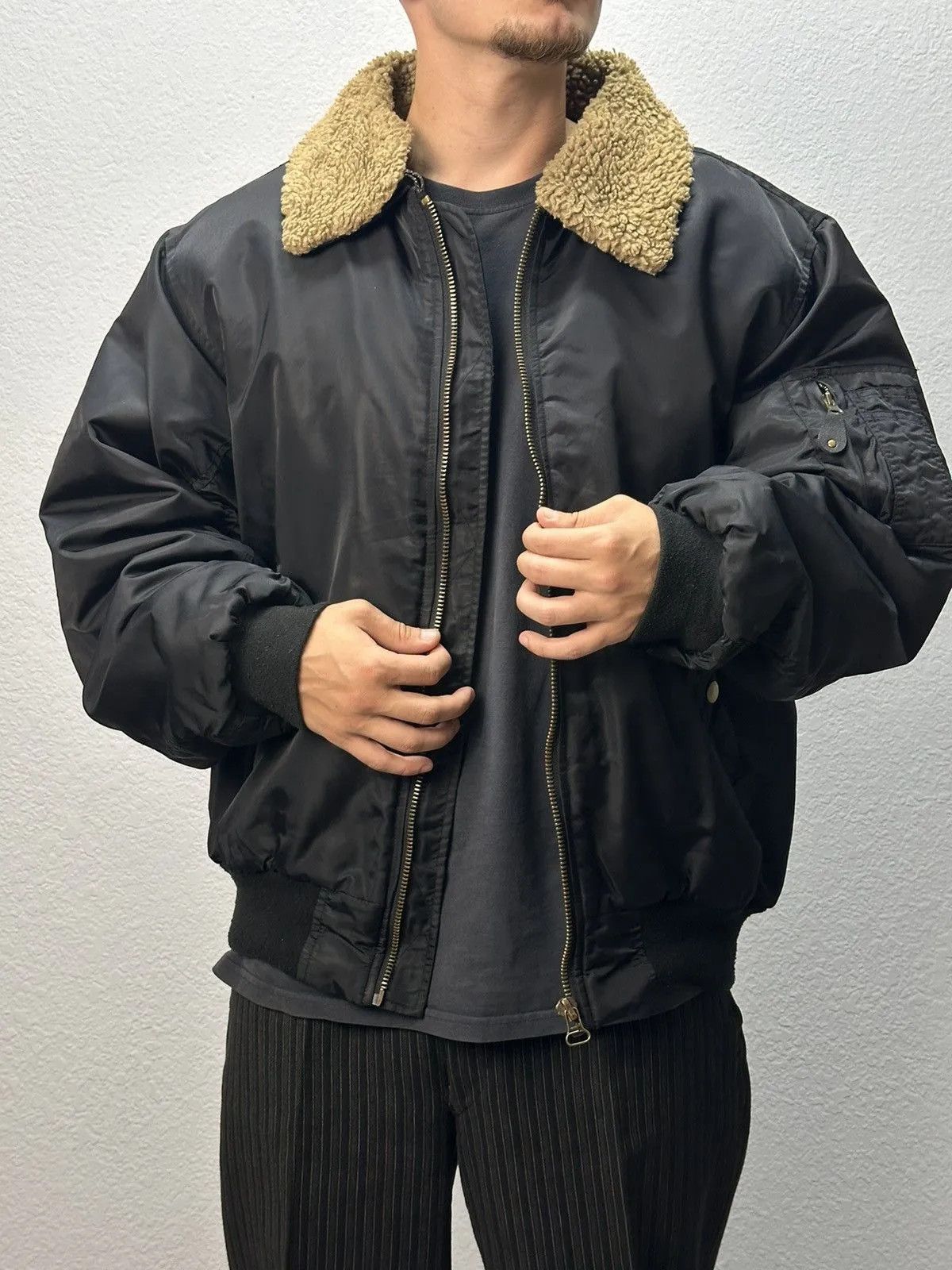 Alpha Industries Vintage Nylon MA-1 jacket alpha bombers black y2k japan Size US XL / EU 56 / 4 - 2 Thumbnail
