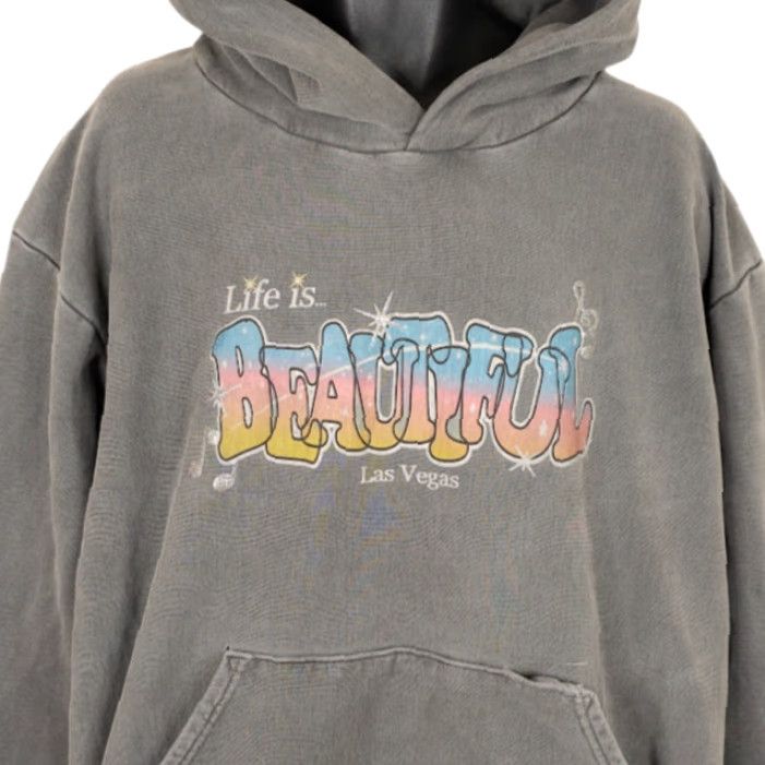 Vintage FEATURE Life Is Beautiful Festival Sweatshirt Hoodie Mens 3XL Gray USA Size US XXL / EU 58 / 5 - 2 Thumbnail