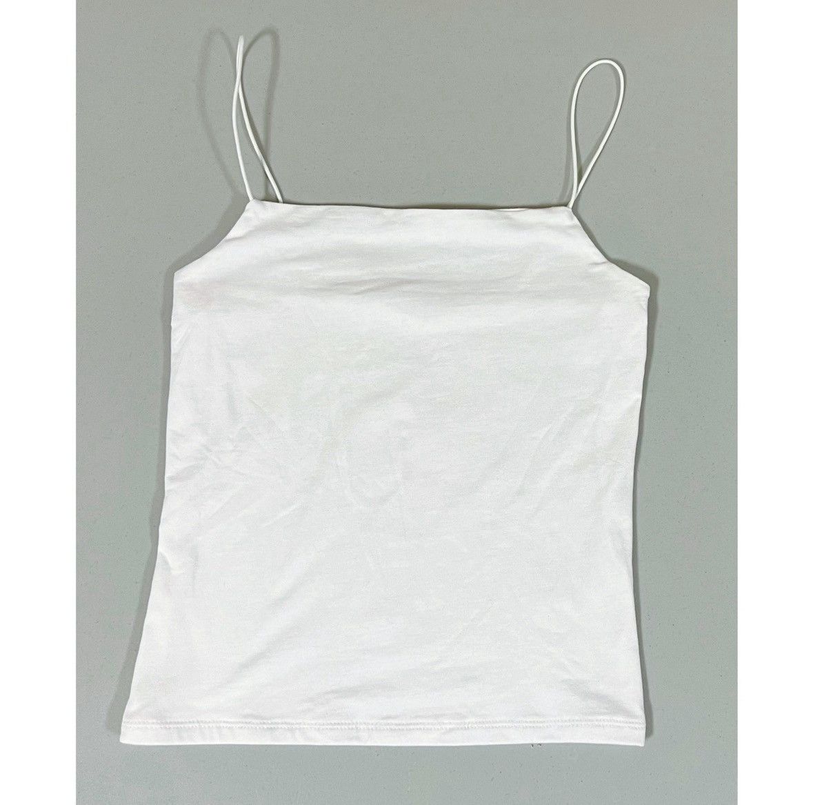 Vintage White Solid Square-Neck Cami Camisole Tank Top Shirt XS 🤍 Size XS / US 0-2 / IT 36-38 - 2 Thumbnail
