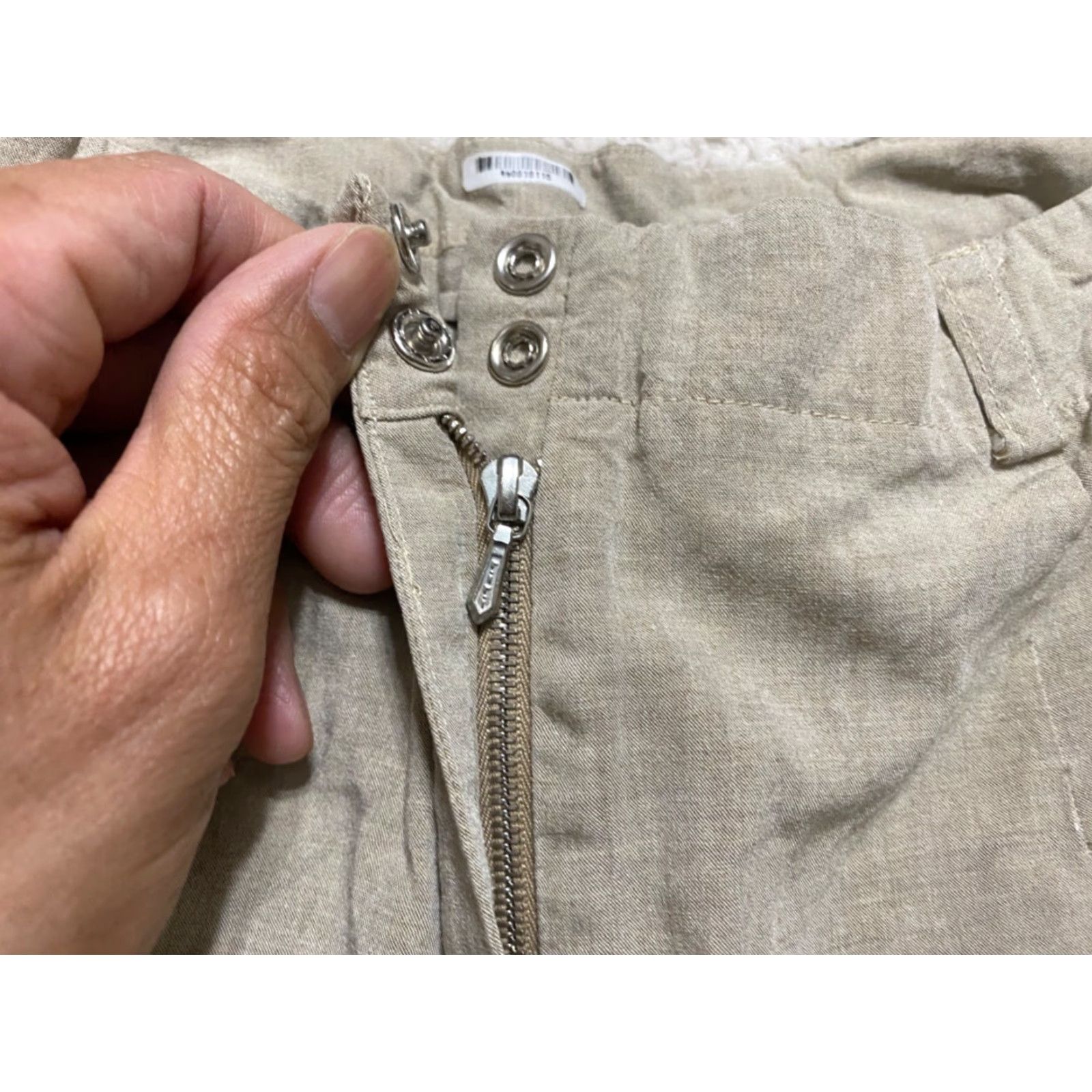 Vintage Charles Chang-Lima Pants Womens 8 Solid Beige Silk Blend High Rise Ankle Size 30" / US 8 / IT 44 - 6 Thumbnail