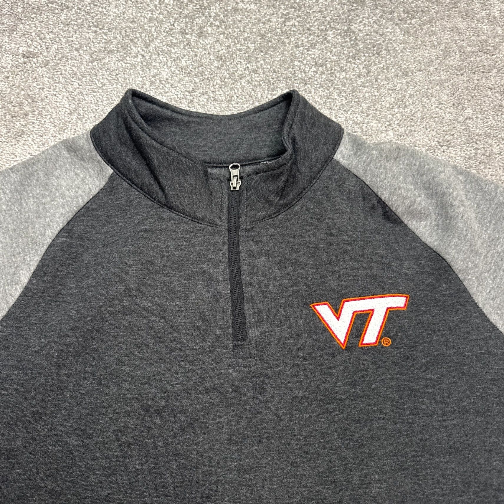 Vintage Virginia Tech Hokies Pullover Jacket Sweatshirt 2XL Mens Gray Raglan 1/4 Zip All Seasons Athleisure Sports Jacket Size US XXL / EU 58 / 5 - 4 Thumbnail