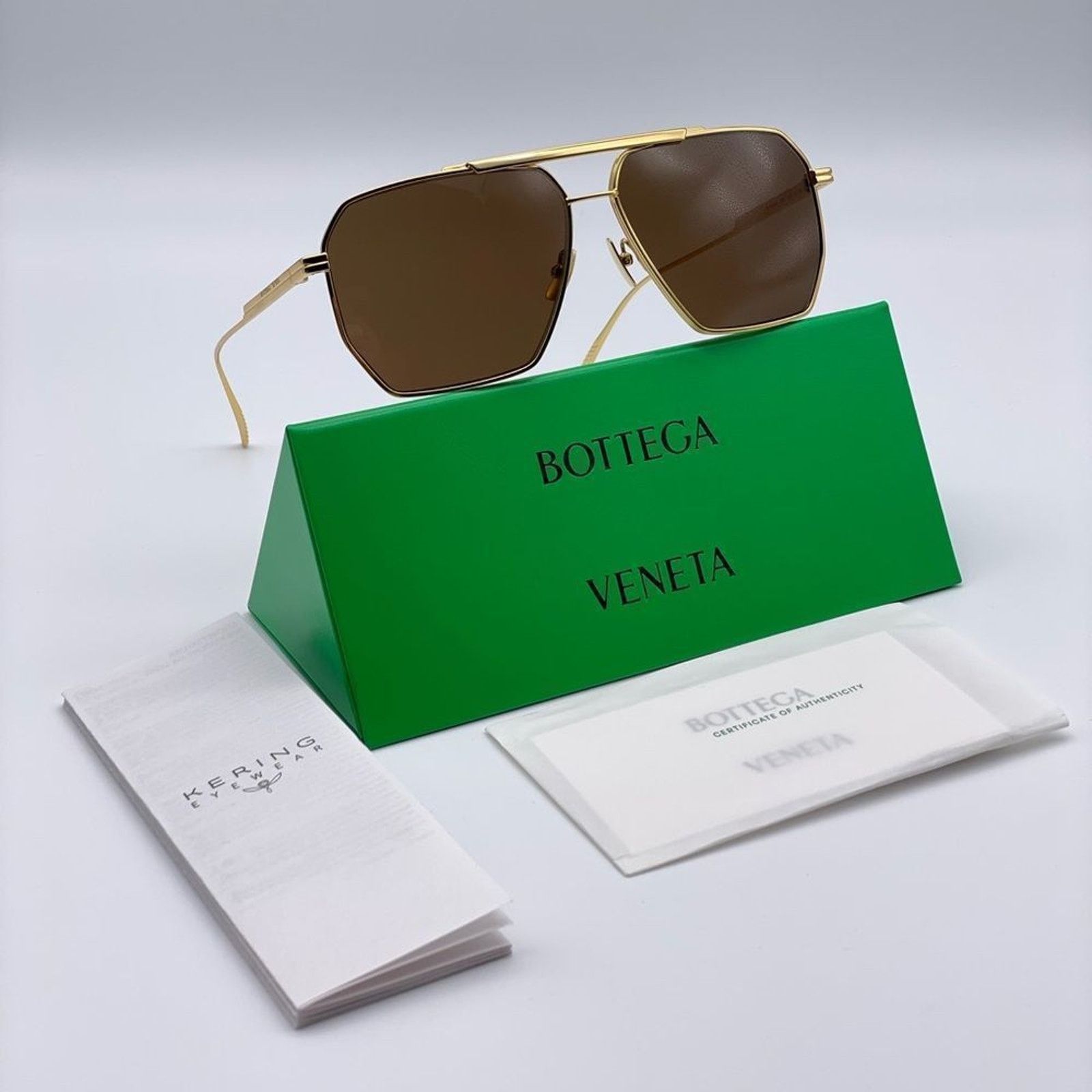 BRAND NEW BOTTEGA VENETA BV1012S 003 Gold/Brown Unisex