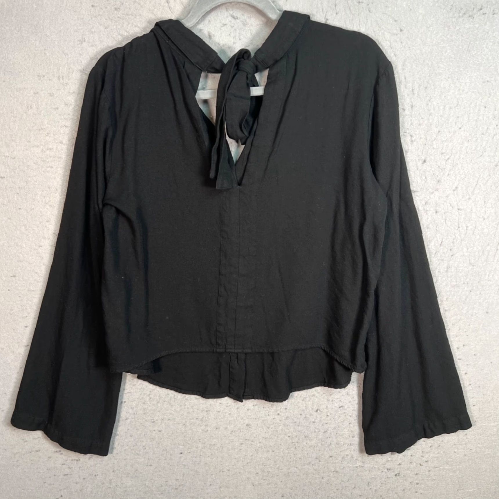 CLOT Cloth & Stone Blouse Black Button-Down Long Sleeve Tie Neck W/ Size Small Womens Size S / US 4 / IT 40 - 2 Thumbnail
