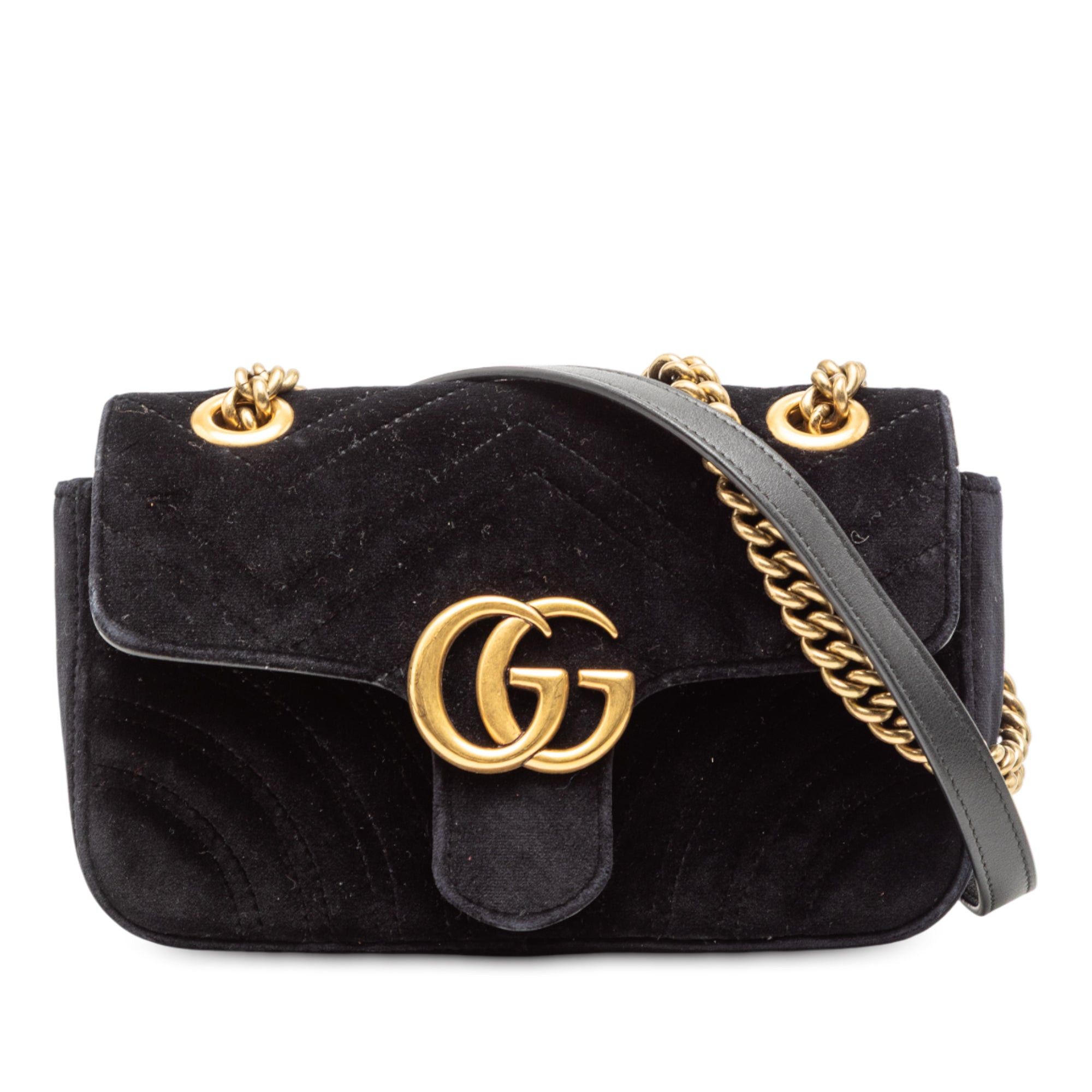 Gucci Small GG Marmont Matelasse Velvet Shoulder Bag Size ONE SIZE - 1 Thumbnail