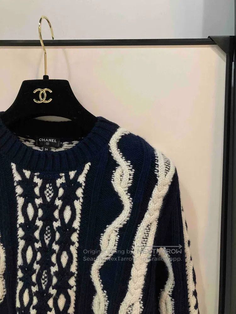 Chanel Chanel Blue and white glitter knitted sweater Size XXS / US 00 / IT 34 - 3 Thumbnail