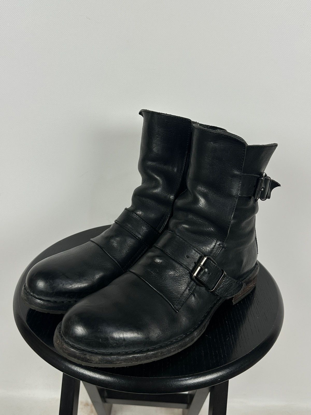 MoMA MoMA Black Leather Buckle Ankle Biker Boots Size US 10 / IT 40 - 7 Thumbnail