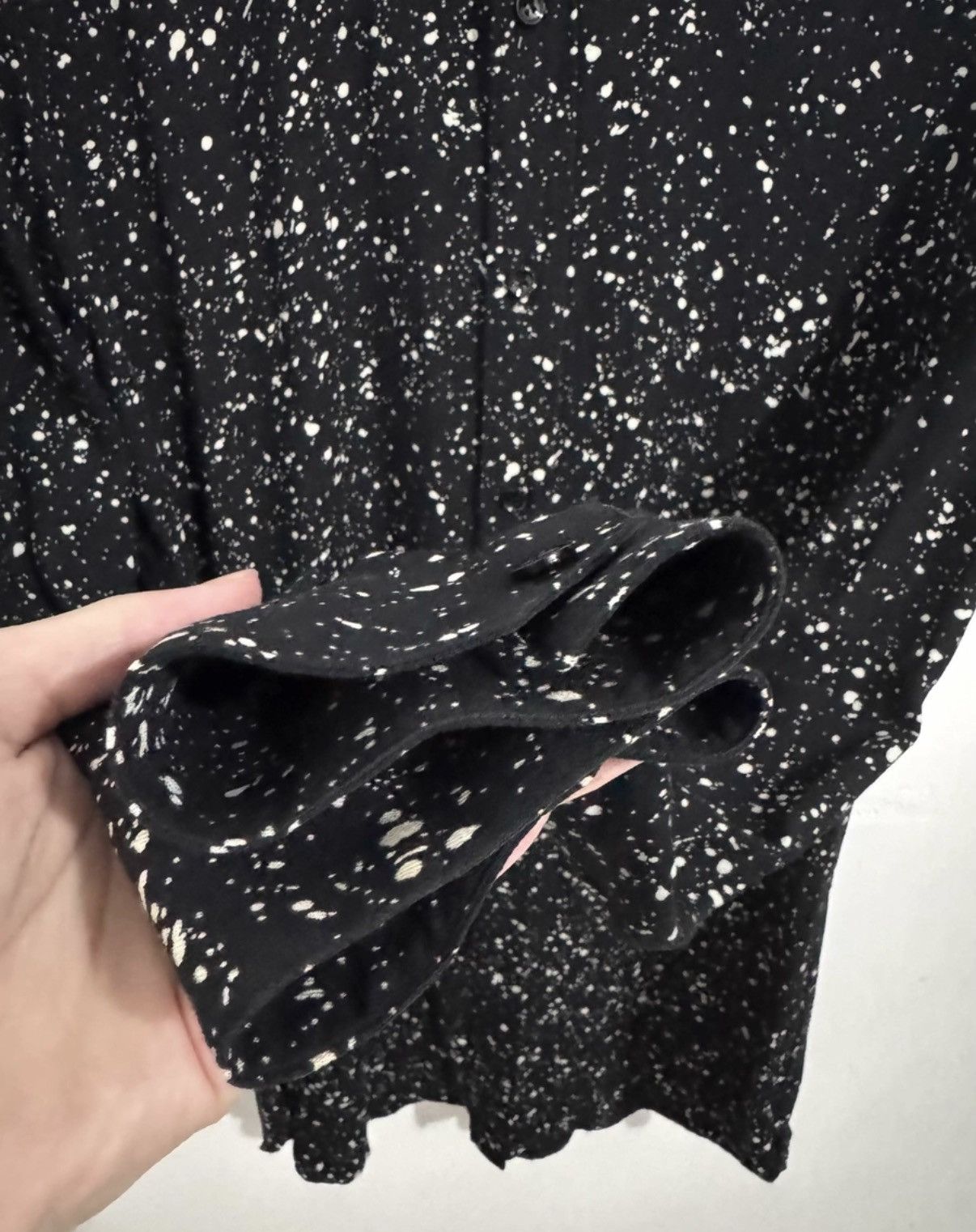 Saint Laurent Paris SLP 15FW Irregular Silk Starry Sky Splatter Print Shirt Size US L / EU 52-54 / 3 - 4 Thumbnail