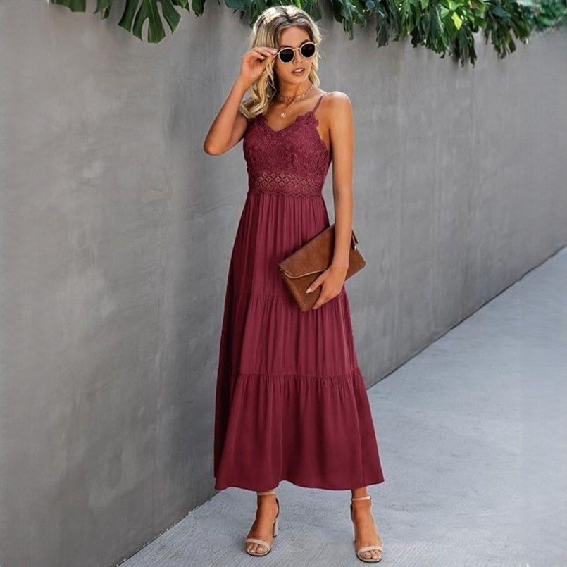 Other Dokuritu Crochet Lace Maxi Dress in Wine Color Small NWT Size S / US 4 / IT 40 - 1 Thumbnail