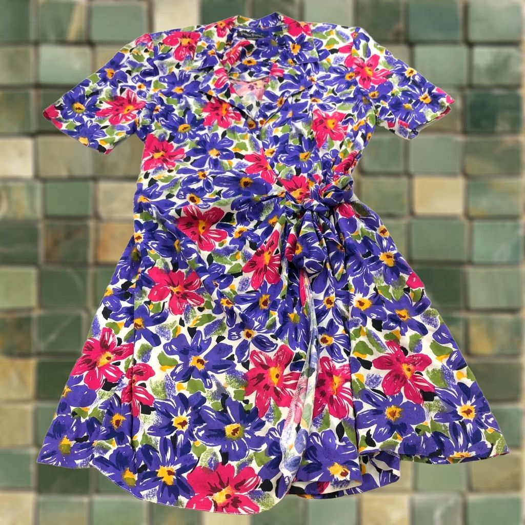 Vintage Jamie Brooke Med Dress Short A-Line V-Neck Rayon Padded Faux Wrap Geometric Vintage VTG No N/A Womens Size M / US 6-8 / IT 42-44 - 1 Thumbnail