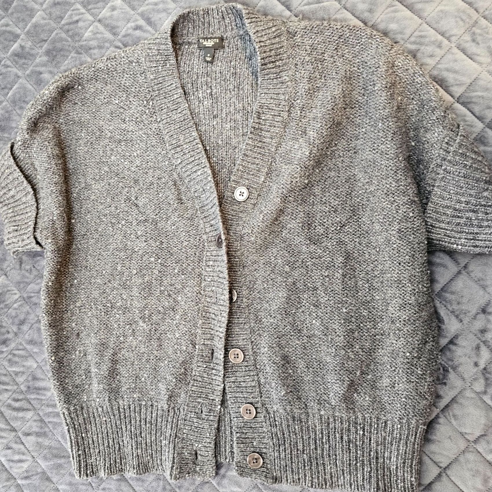 Talbots Talbots Sweater Cardigan Women's Petite Gray Wool Blend Button Raglan Sleeve All Seasons Lightweight Easy Care Size XXS / US 00 / IT 34 - 7 Thumbnail