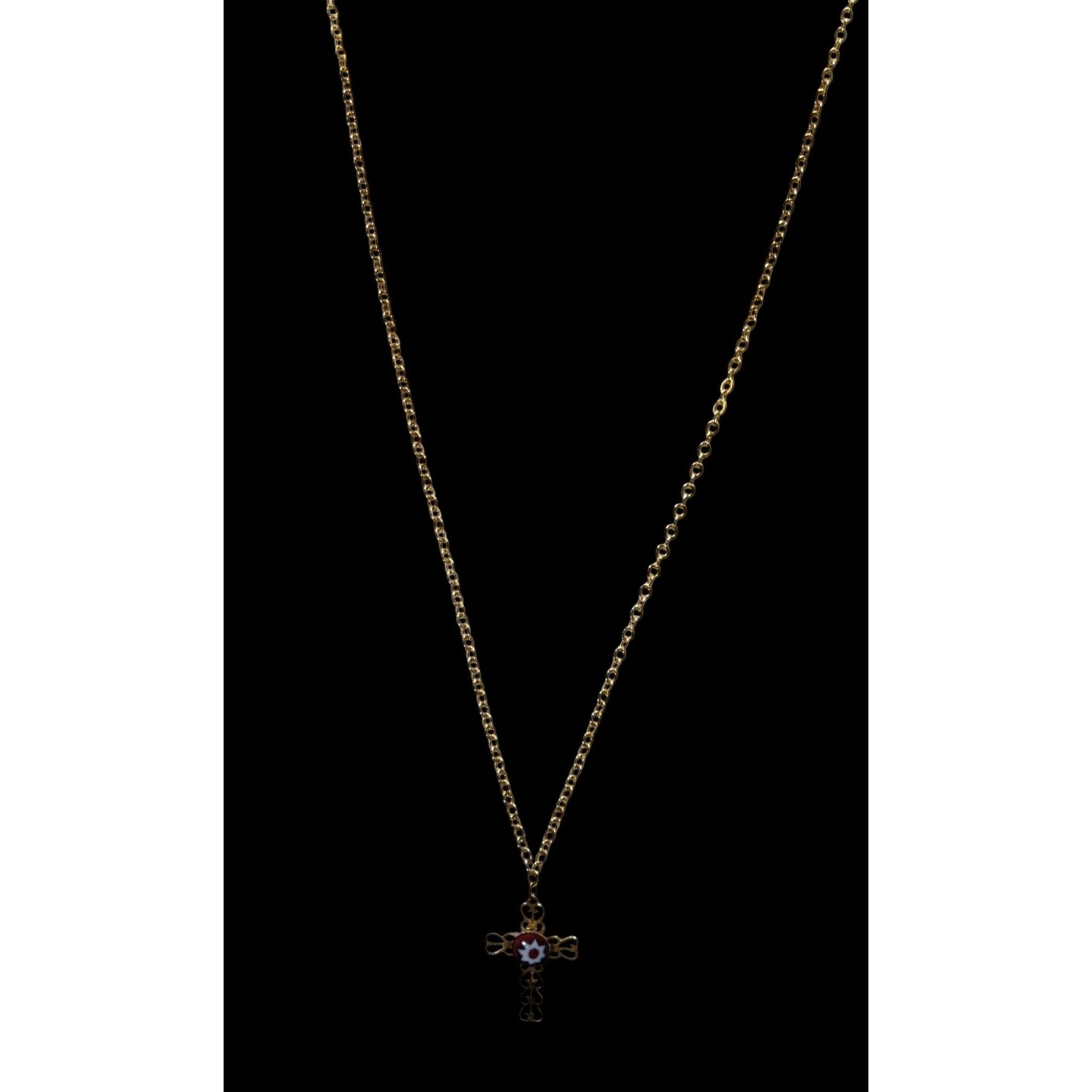 Other Vintage Religious Dainty Cross Necklace Gold Tone With Itali Size ONE SIZE - 3 Thumbnail