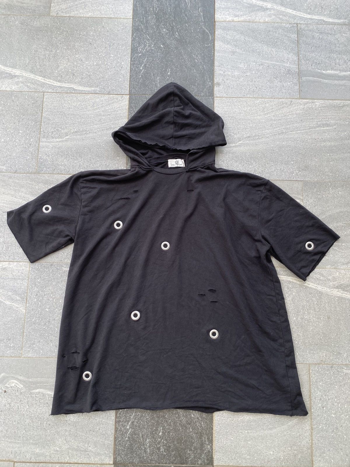 Japanese Brand World Wide Love Oversized Distressed Ring Cropped Hoodie Size US XXL / EU 58 / 5 - 1 Thumbnail