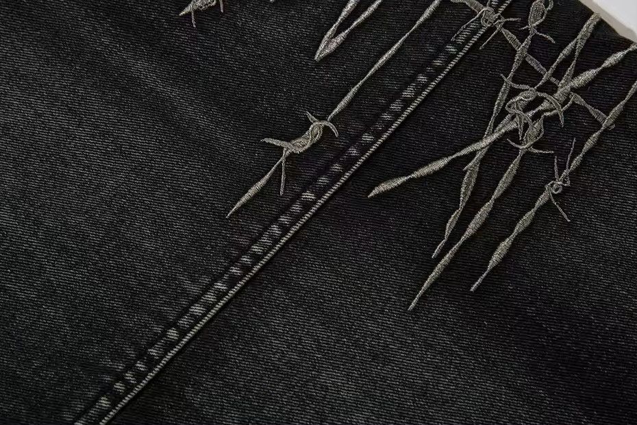 Japanese Brand × Jean Embroidery Big Pocket Wide Leg Jean Size US 33 - 8 Thumbnail