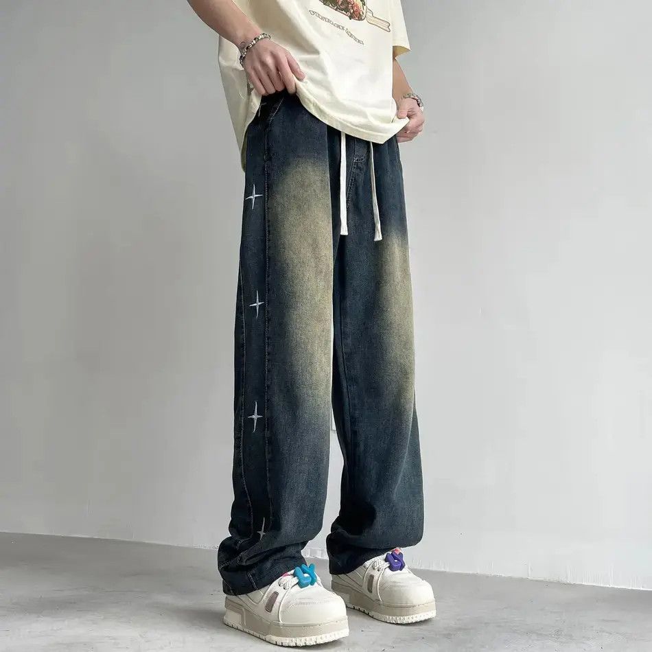 Japanese Brand Retro loose straight leg embroidered jeans Size US 32 / EU 48 - 1 Thumbnail