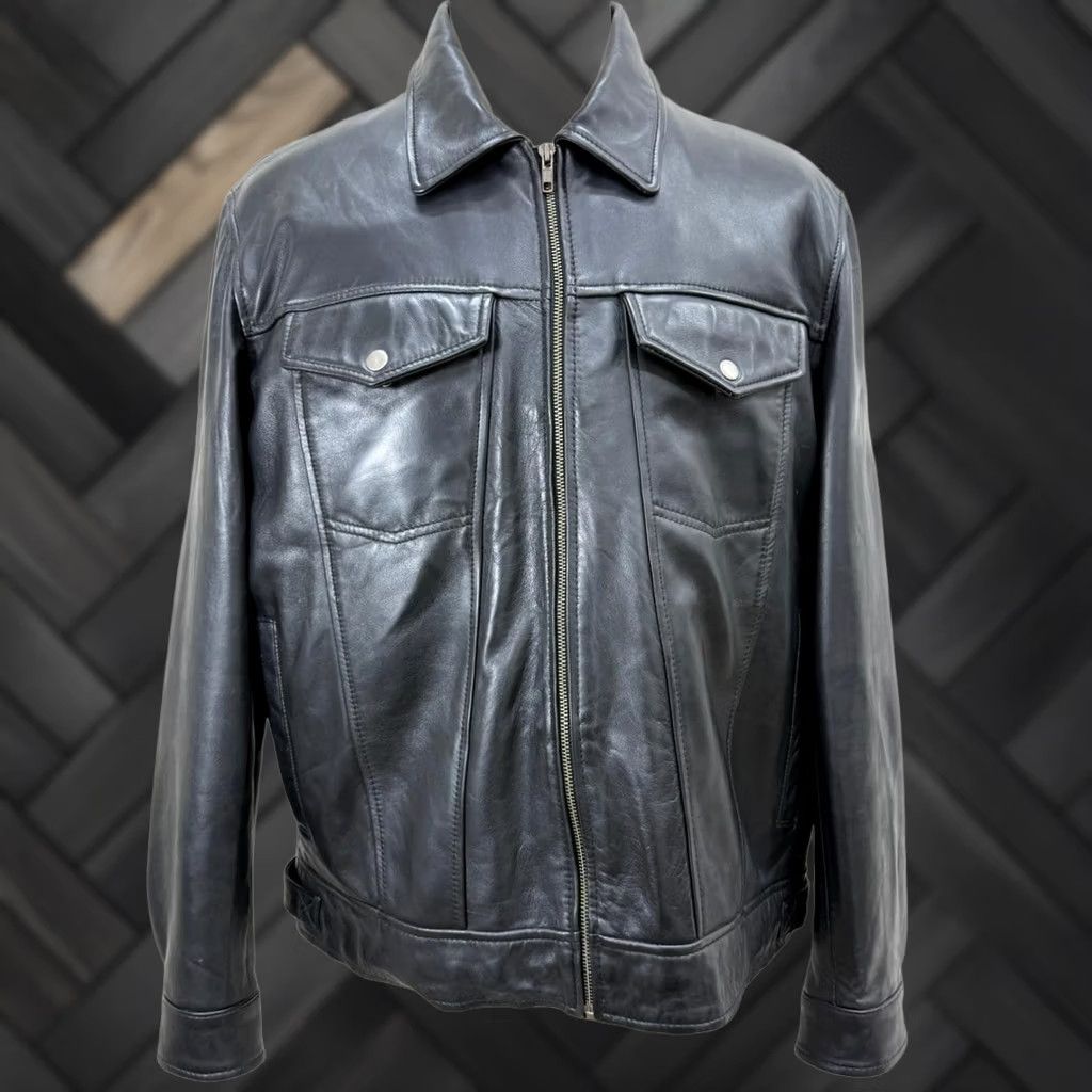 Vintage VINTAGE Men's Italian Sheepskin Genuine Leather Jacket Premium Black Coat M Black Leather Jacket Mens Regular XS? Size US M / EU 48-50 / 2 - 1 Thumbnail