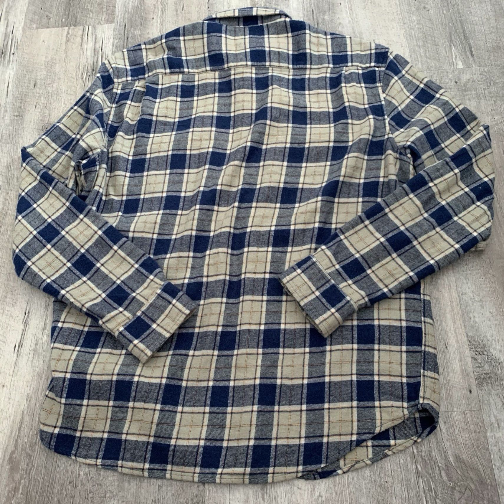 Lucky Brand LUCKY Brand Flannel Shirt Mens XL Classic Fit Blue Tan Check Pockets Button-Up Size US XL / EU 56 / 4 - 5 Thumbnail