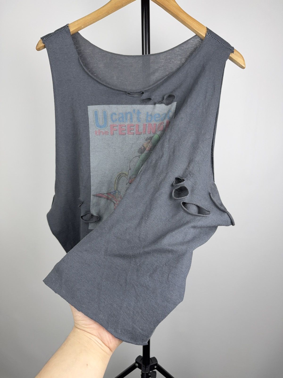 Vintage USA Protest Punk Distressed Faded Cropped Tank top Size US S / EU 44-46 / 1 - 7 Thumbnail