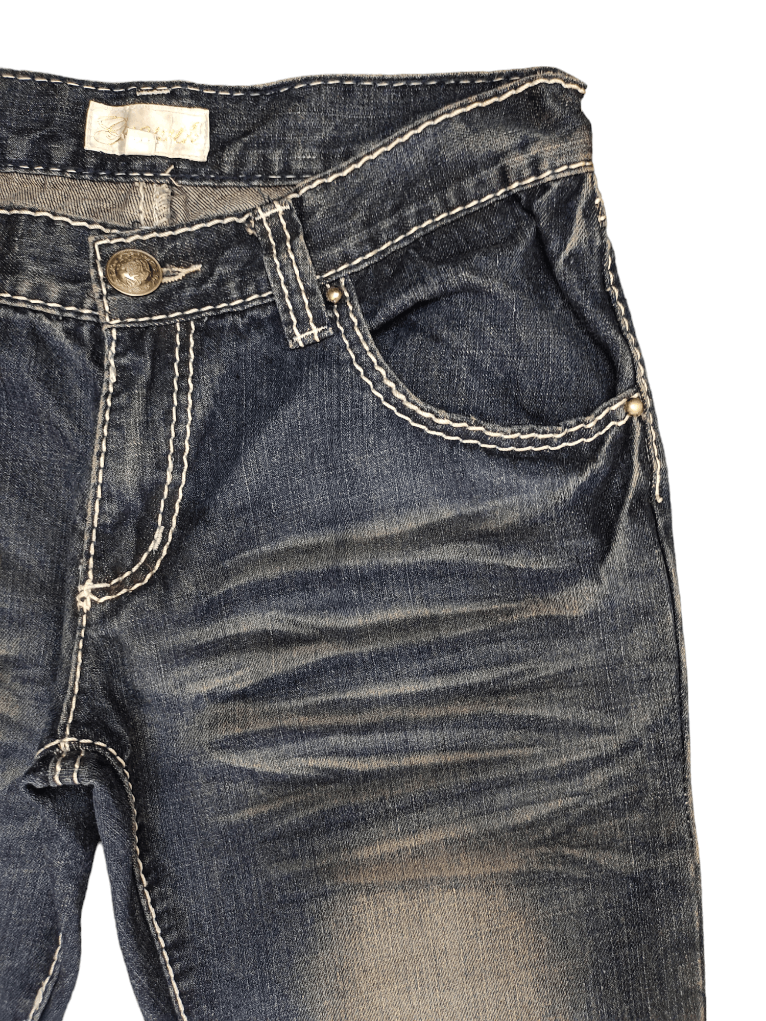 GOSTAR DE FUGA Japanese Brand Growth Amazing Washed Curved Denim Jeans Size US 31 - 3 Thumbnail