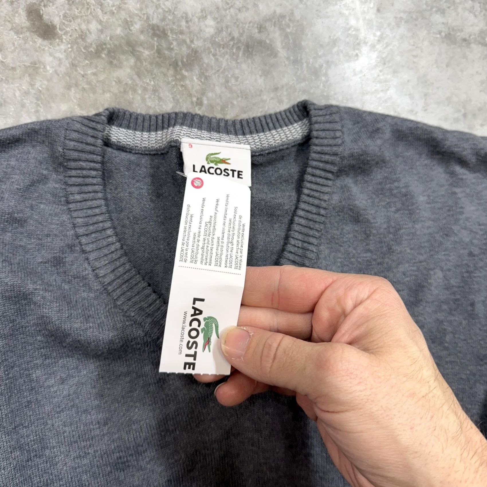 Lacoste Lacoste Sweater Mens 3XL Gray V Neck Long Sleeve Knit Pullover Croc Logo Size US XXL / EU 58 / 5 - 3 Thumbnail