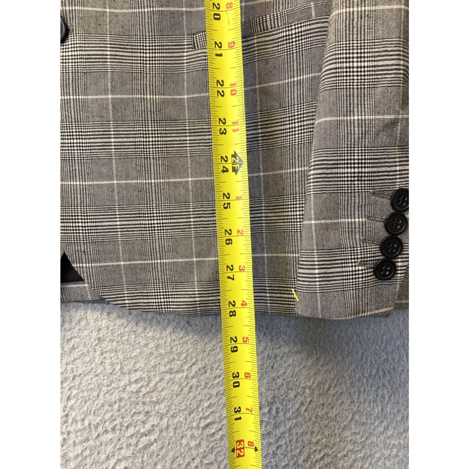 H&M VINTAGE H&M Grey Plaid Blazer Sports Coat Men's Skinny Fit 44 Regular Size 44R - 5 Thumbnail