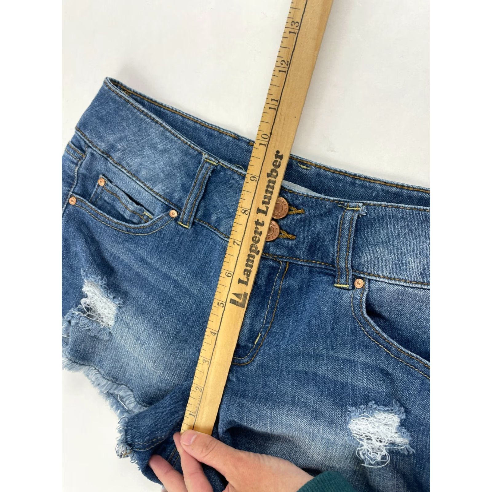 Doublet Refuge Shorts Women's 2 Blue Denim Frayed Distressed Cut-Off Double Button Size 26" / US 2 / IT 38 - 4 Thumbnail