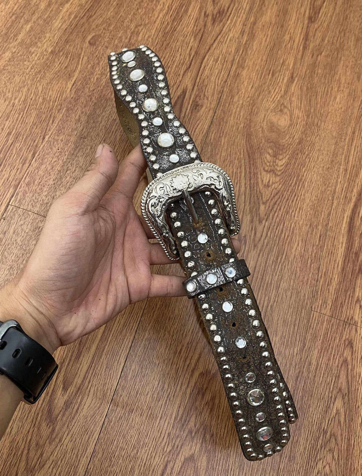 If Six Was Nine × Japanese Brand × KMRii Silver brown crystal belt Size ONE SIZE - 2 Thumbnail